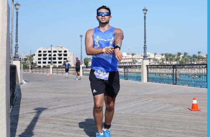 Ahmed Heidar on the run leg of Ironman 70.3 Egypt